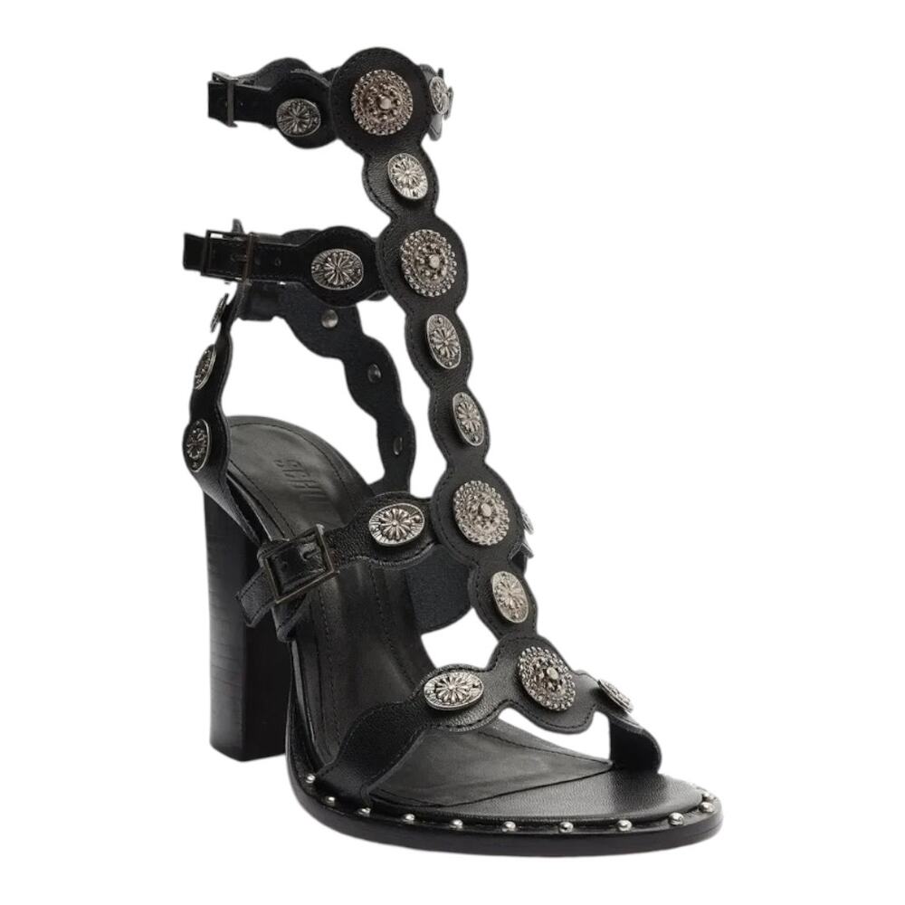 SCHUTZ Black Sandals with Silver Accents